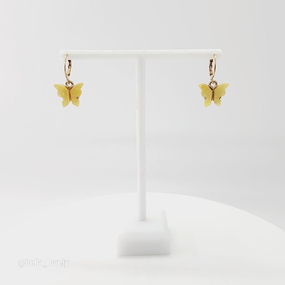 Easter Yellow Butterfly Earrings for Women Sweet Gift Gold Toned Easter Spring